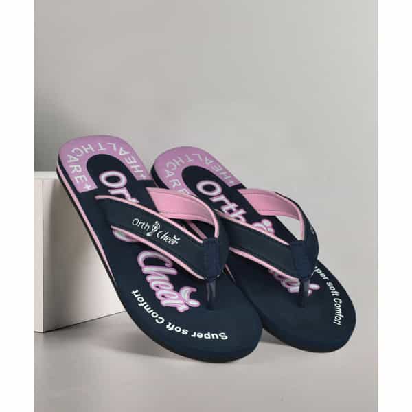 Ortho Cheer Women's Orthopedic And Diabetic Relief Super Soft Slipper | Navy Blue | Size - 4