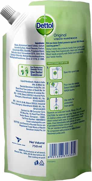Dettol Original Hand Wash Pouch 750 Ml