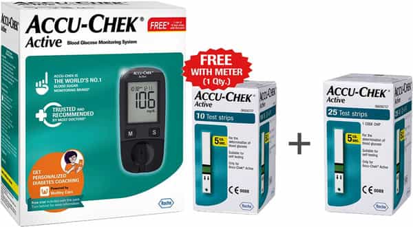 Accu-Chek Active Blood Glucose Monitoring System | Glucometer | Free 35 Test Strips