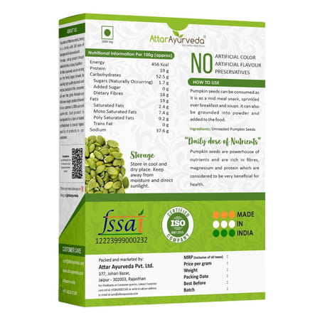 Attar Ayurveda Raw Pumpkin Seeds For Eating (250 Grams)