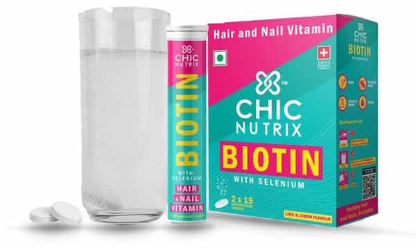 Chicnutrix Biotin With Selenium - Hair & Nail Vitamin - 30 Effervescents - Lime & Lemon