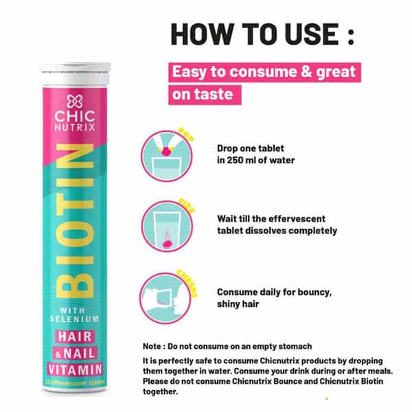 Chicnutrix Biotin With Selenium - Hair & Nail Vitamin - 30 Effervescents - Lime & Lemon