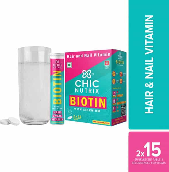 Chicnutrix Biotin With Selenium - Hair & Nail Vitamin - 30 Effervescents - Lime & Lemon