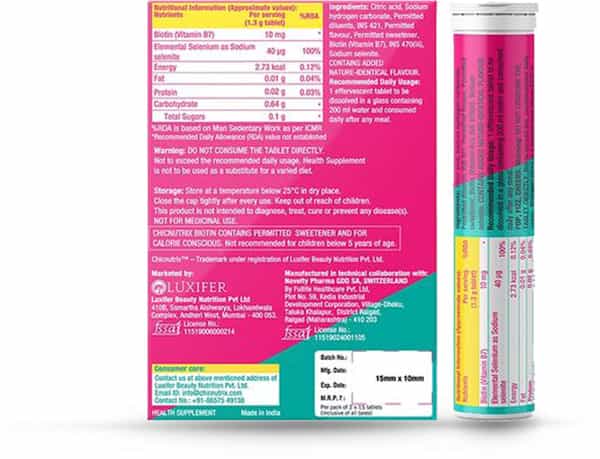 Chicnutrix Biotin With Selenium - Hair & Nail Vitamin - 30 Effervescents - Lime & Lemon