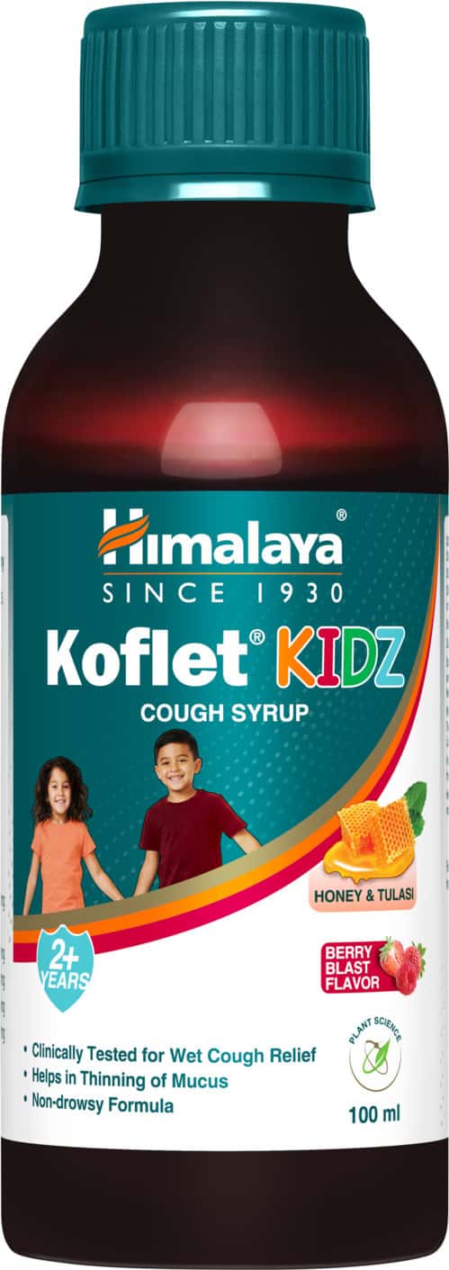 Himalaya Koflet Kidz Cough Syrup | For Wet Cough | Honey & Tulasi | Berry Blast | 100 Ml