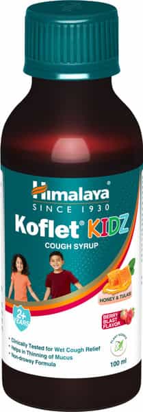 Himalaya Koflet Kidz Cough Syrup | For Wet Cough | Honey & Tulasi | Berry Blast | 100 Ml