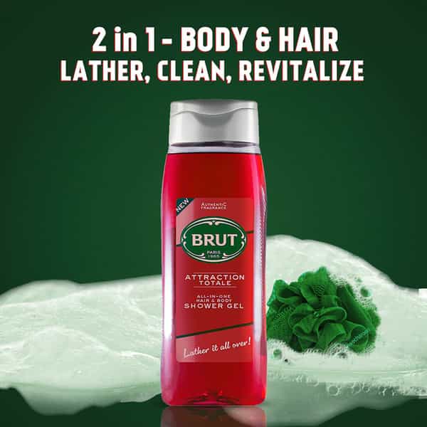 Brut Attraction Total All - In- One Hair & Body Shower Gel - 500Ml