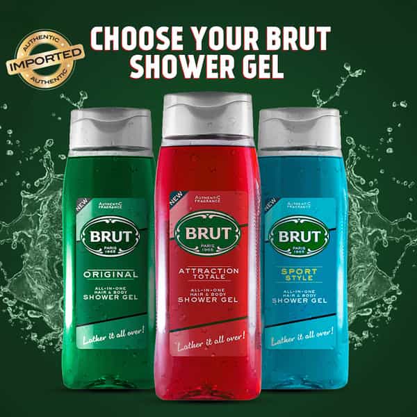 Brut Attraction Total All - In- One Hair & Body Shower Gel - 500Ml