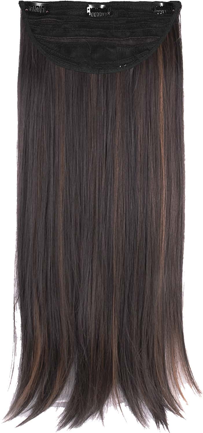 Streak Street Clip-In 24" Dark Brown Straight Hair Extensions With Copper Highlights