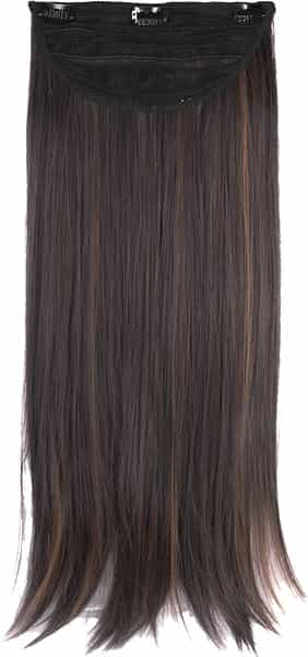 Streak Street Clip-In 24" Dark Brown Straight Hair Extensions With Copper Highlights