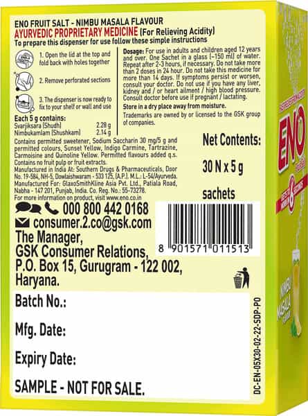 Eno Nimbu Masala Digestive Anatacid 30X5gm