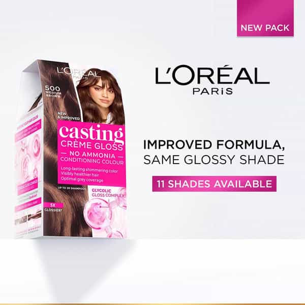 L'oreal Paris Casting Creme Gloss Hair Color | Shade 500 - Medium Brown | 60G + 40Ml + 60G