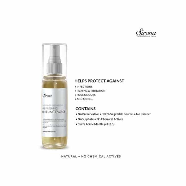 Sirona Natural Ph Balanced Intimate Wash With 5 Magical Herbs Help Reduce Odor Itching For All 60 Ml