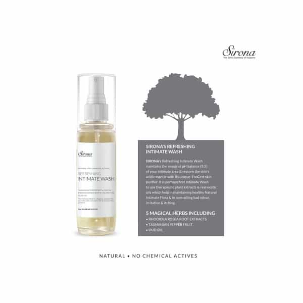 Sirona Natural Ph Balanced Intimate Wash With 5 Magical Herbs Help Reduce Odor Itching For All 60 Ml