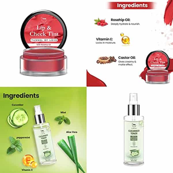 Tnw The Natural Wash Lip & Skin Care Combo With Tunnel Of Love Lip & Cheek Tint And Cucumber Toner