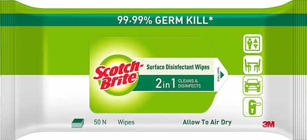 Scotch-Brite Surface Disinfectant Wipes Multipurpose Kitchen Home Office&Travel Large 50 Wipes
