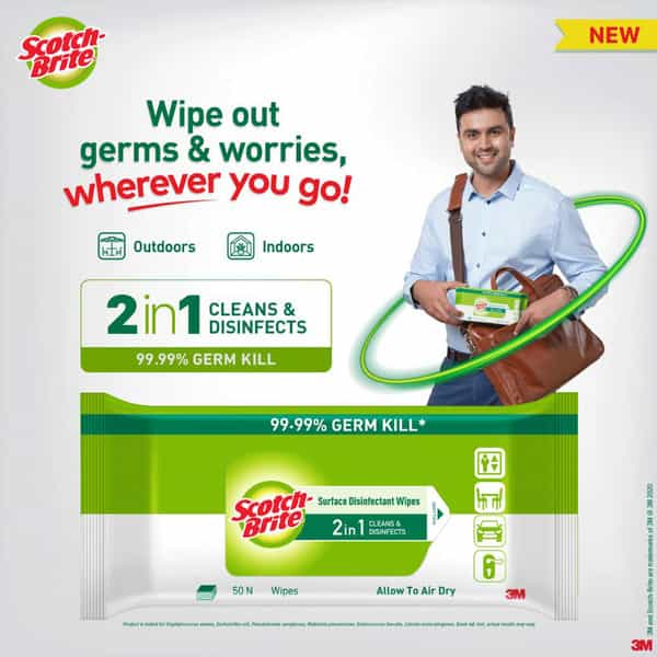 Scotch-Brite Surface Disinfectant Wipes Multipurpose Kitchen Home Office&Travel Large 50 Wipes