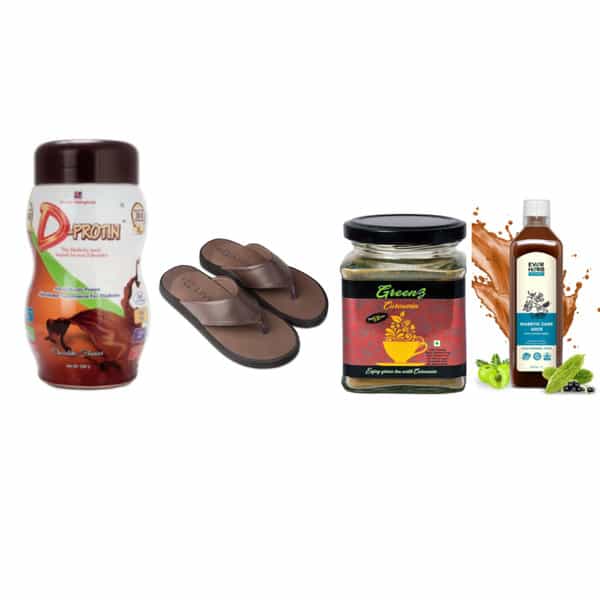 Diabetic Care Diwali Gift Combo Of 4-Diabetic Powder|Green Tea|Slippers Uk 8|Herbal Juice