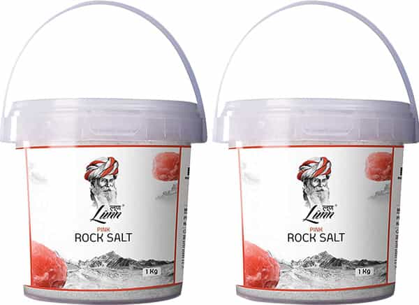 Lunn Combo Of Natural Fine Grain Himalayan Pink Rock Salt (Sendha Namak) | Pack Of 2 (1 Kg Each)