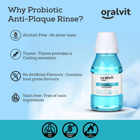 Oralvit Probiotic Anti-Plaque Mouthwash With Mild Thyme | Fights Germs |For Men & Women - 300ml