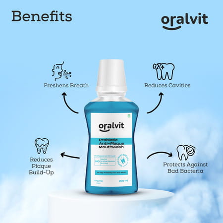 Oralvit Probiotic Anti-Plaque Mouthwash With Mild Thyme | Fights Germs |For Men & Women - 300ml