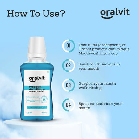 Oralvit Probiotic Anti-Plaque Mouthwash With Mild Thyme | Fights Germs |For Men & Women - 300ml