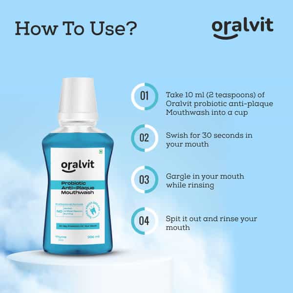 Oralvit Probiotic Anti-Plaque Mouthwash With Mild Thyme | Fights Germs |For Men & Women - 300Ml