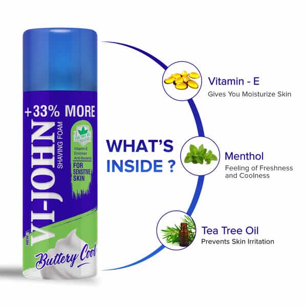 Vi-John Combo Pack Of Master Stroke 5 Blade Razor & Sensitive Skin Type Shaving Foam 400Ml