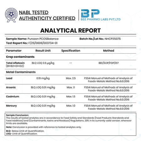 Purezen Pcos Balance | Hormonal Supplement | Regulating Cycles & Reproductive Wellness - 60 Capsules