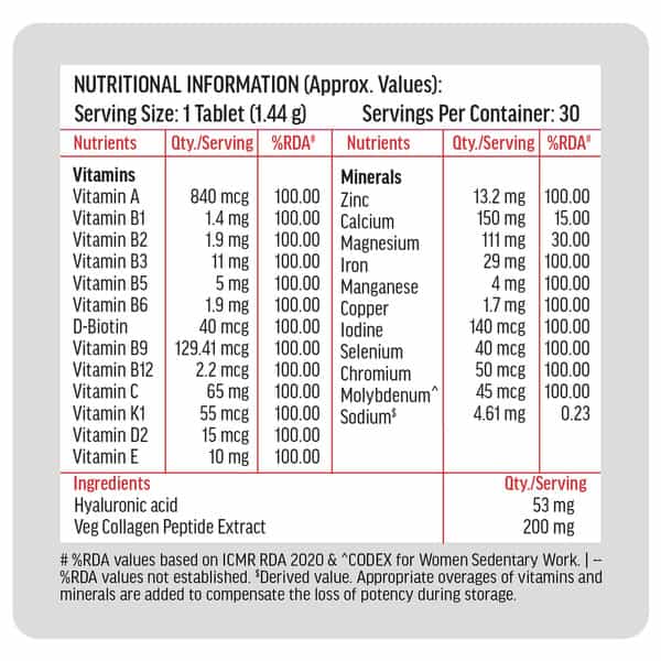 Hk Vitals Multivitamin Plus Women (60 Tablets) | Daily Multivitamin For Women