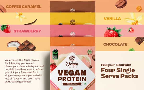 Origin Nutrition 100% Natural Vegan Plant Protein Powder (Chocolate Vanilla And Coffee Caramel)