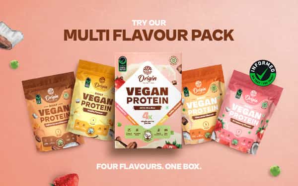Origin Nutrition 100% Natural Vegan Plant Protein Powder (Chocolate Vanilla And Coffee Caramel)