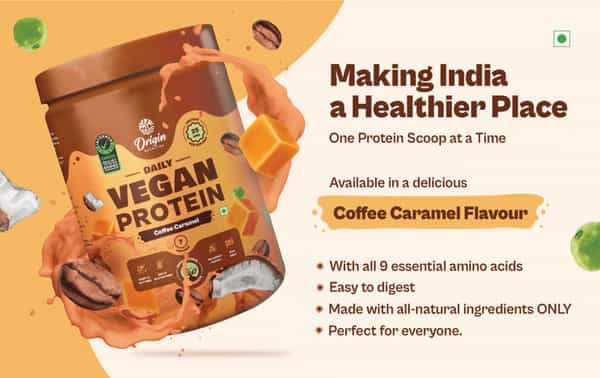 Origin Nutrition 100% Natural Vegan Plant Protein Powder (Chocolate Vanilla And Coffee Caramel)