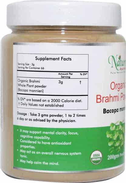 Naturz Ayurveda Organic Brahmi Powder 200 Gms (Pack Of 2)
