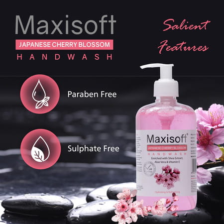 Maxisoft Hydrating & Refreshing Hand Wash | Japanese Cheery Blossom | 500 Ml | Pack Of 4