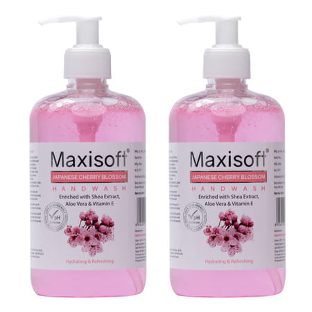 Maxisoft Hydrating & Refreshing Hand Wash | Japanese Cheery Blossom | 500 Ml | Pack Of 4