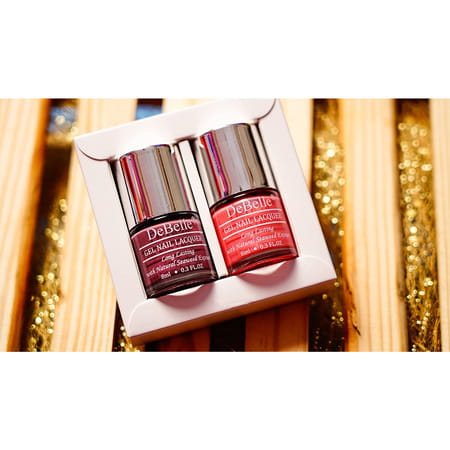 Debelle Fleur De Pearl Gel Nail Polish Gift Set Of 2 Mauve- 16 Ml (8 Ml Each) Rakhi Gifts