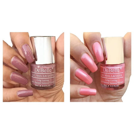 Debelle Fleur De Pearl Gel Nail Polish Gift Set Of 2 Mauve- 16 Ml (8 Ml Each) Rakhi Gifts