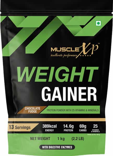 Musclexp Weight Gainer Chocolate Fudge 1Kg Pouch (2.2 Lb) (Pack Of 3)