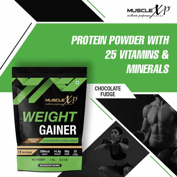 Musclexp Weight Gainer Chocolate Fudge 1Kg Pouch (2.2 Lb) (Pack Of 3)