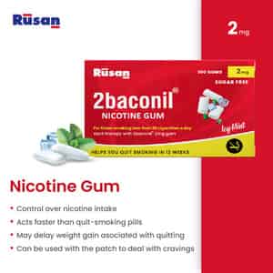 Rusan 2baconil 2mg | Ice Mint Flavour Sugar Free | Box | 100 Nicotine Gums | Pack Of 1
