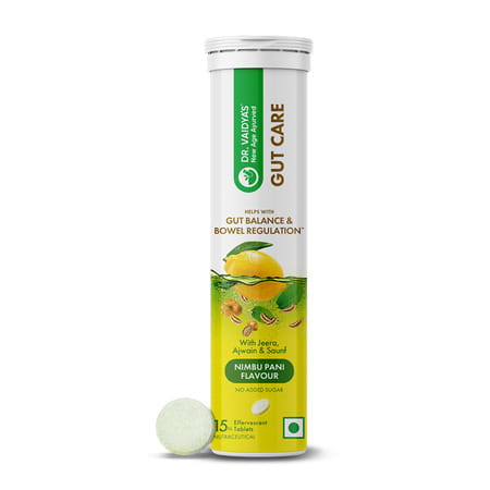 Dr. Vaidya'S Gut Care Effervescent Tablets | Nimbu Pani Flavour | 15n