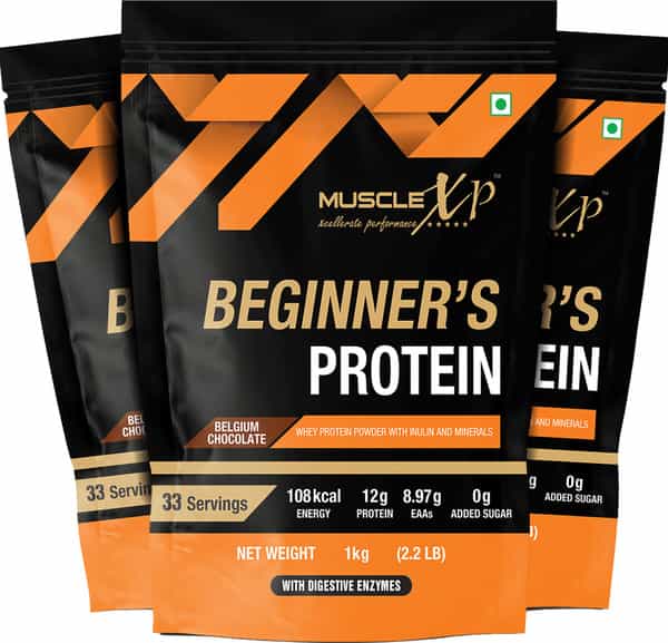 Musclexp Beginner's Protein Belgium Chocolate 1Kg Pouch (2.2 Lb) X Pack Of 3