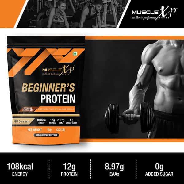 Musclexp Beginner's Protein Belgium Chocolate 1Kg Pouch (2.2 Lb) X Pack Of 3