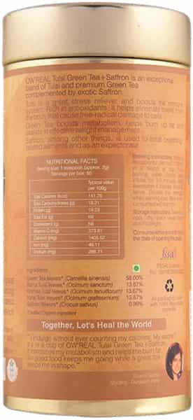 Organic Wellness Owreal Tulsi Green Plus Saffron Tea 100 Gm