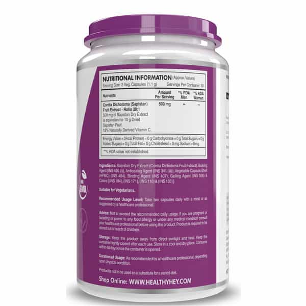 Healthyhey Nutrition Sapistan Dry Extract 5:1 60 Vegetable Capsules