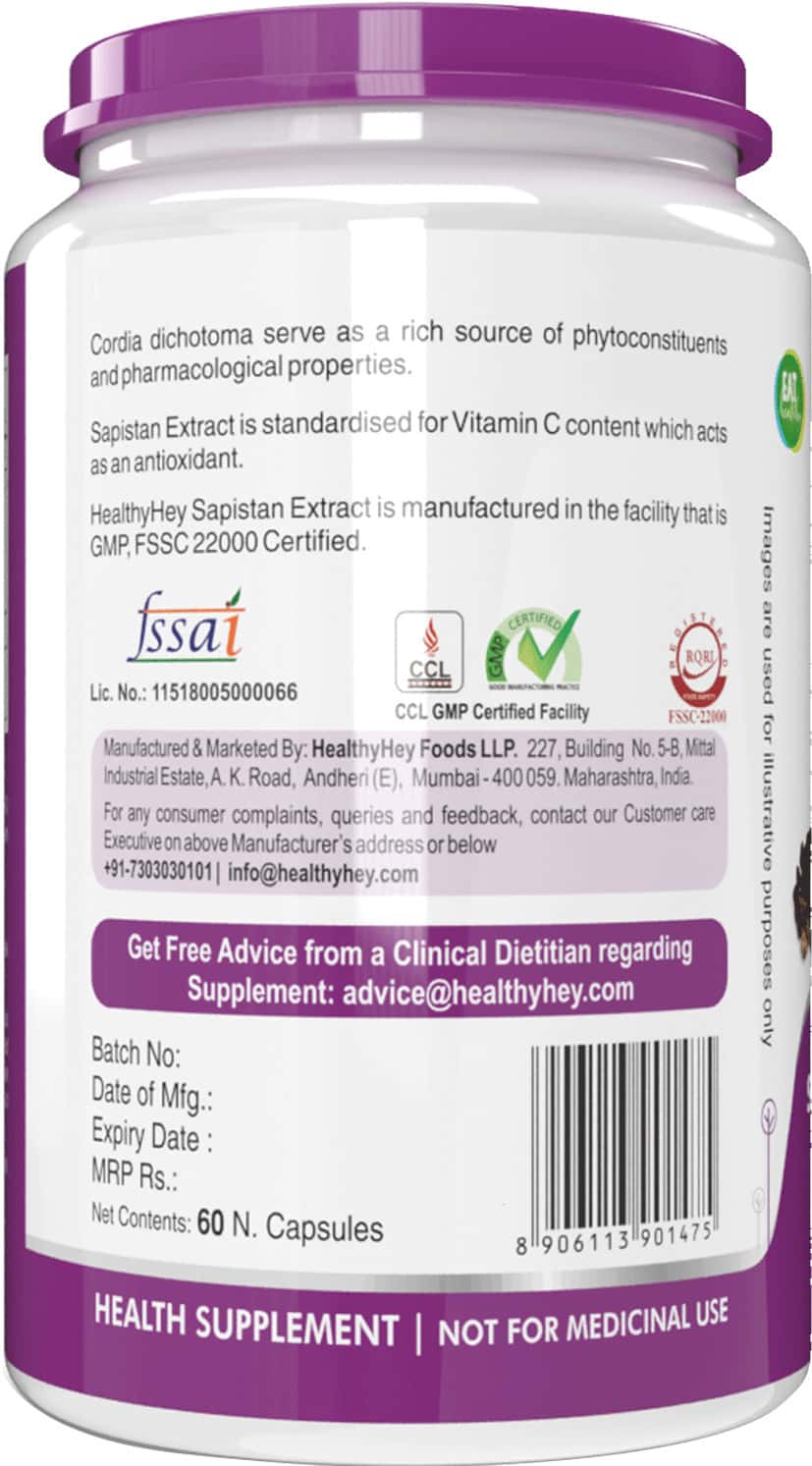 Buy HEALTHYHEY NUTRITION SAPISTAN DRY EXTRACT 51 60 VEGETABLE CAPSULES