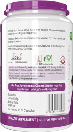 Healthyhey Nutrition Sapistan Dry Extract 5:1 60 Vegetable Capsules