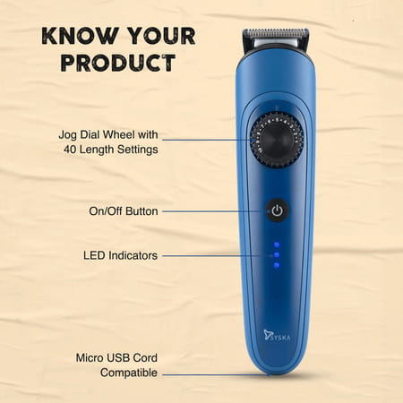 Syska Ht950 Runtime: 120 Min Trimmer For Men (Blue)