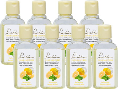 Pearldew Hand Sanitizer (Gel) Refreshing Lemon & Mint 60 Ml - Pack Of 8